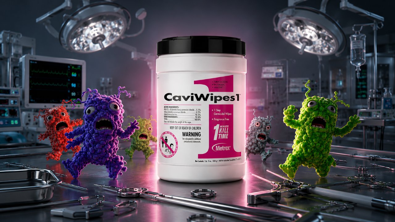 Campaña de marca para Inimed — producto CaviWipes1 con personajes 3D